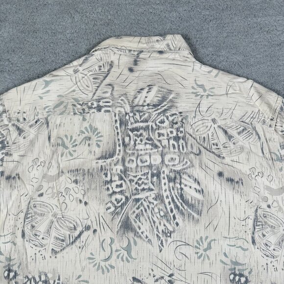 Murano Silk Short Sleeve Button Up Hawaiian Shirt Men’s Size 3XT Gray White - Picture 4 of 9